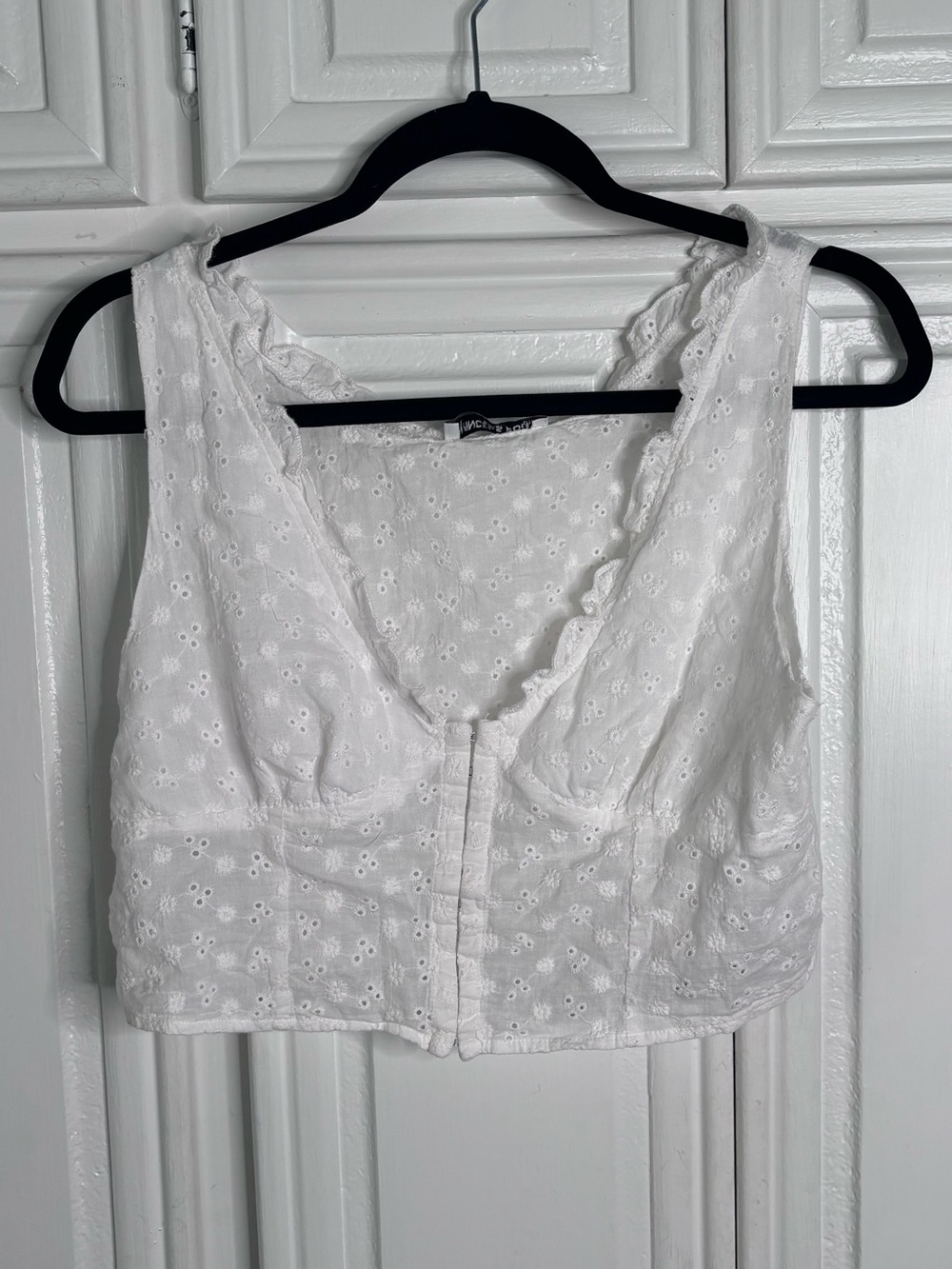 Princess Polly White Eyelet Cropped Tank sz8
